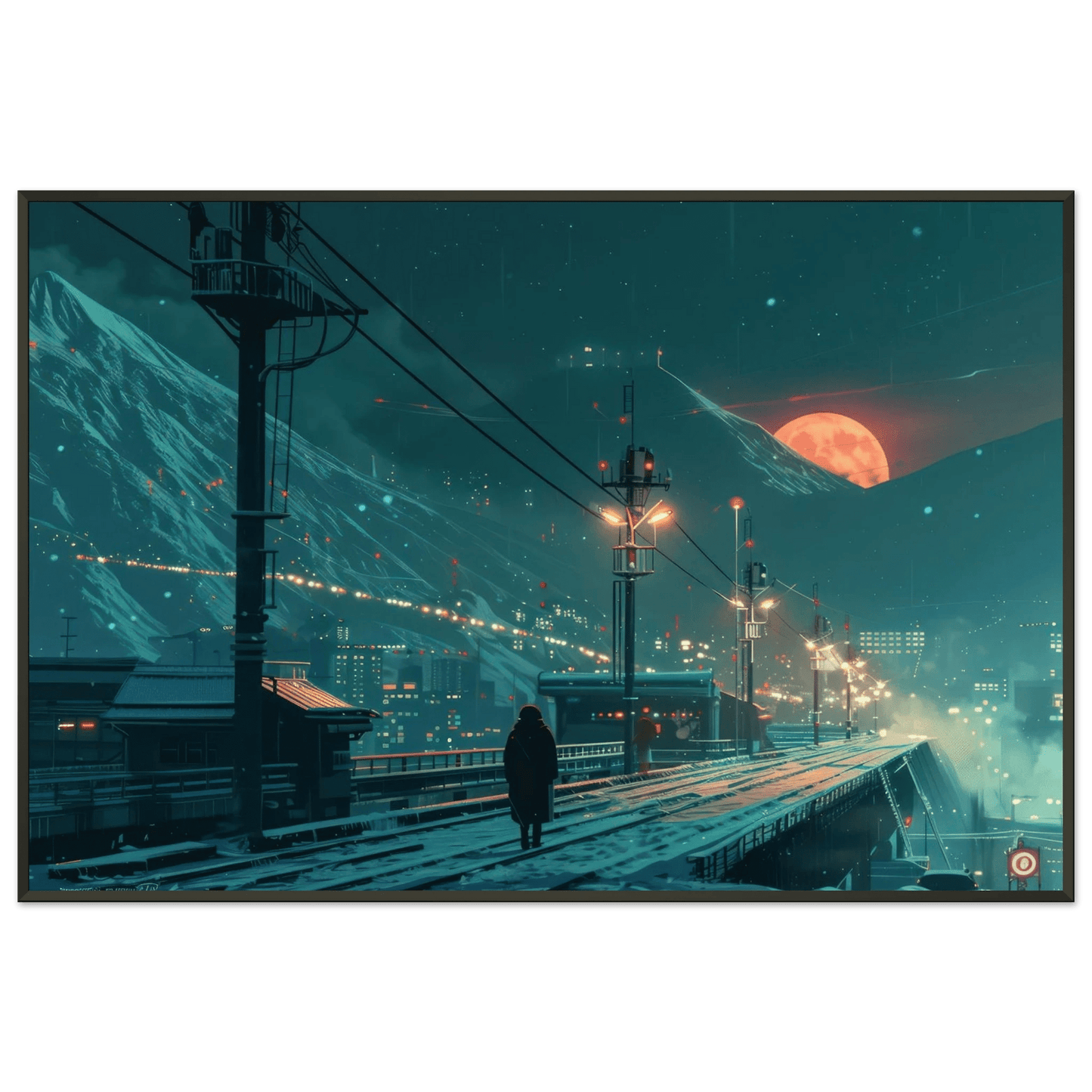 🐉🇯🇵✨ Affiche encadrée métal CLI-FI Anime Concept – Neon Samurai - Aura Studio Déco