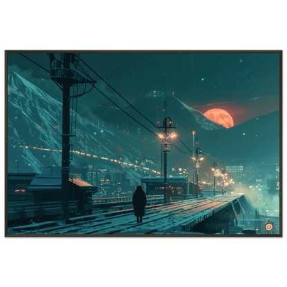 🐉🇯🇵✨ Affiche encadrée métal CLI-FI Anime Concept – Neon Samurai - Aura Studio Déco