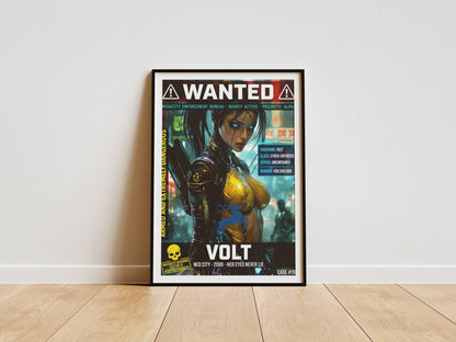 ☣️🧬 Série limitée Art Cyberpunk - Poster Cybergirl Volt - Aura Studio Déco