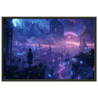 🐉🇯🇵✨ Affiche encadrée métal CLI-FI Anime Concept – Neon District - Aura Studio Déco