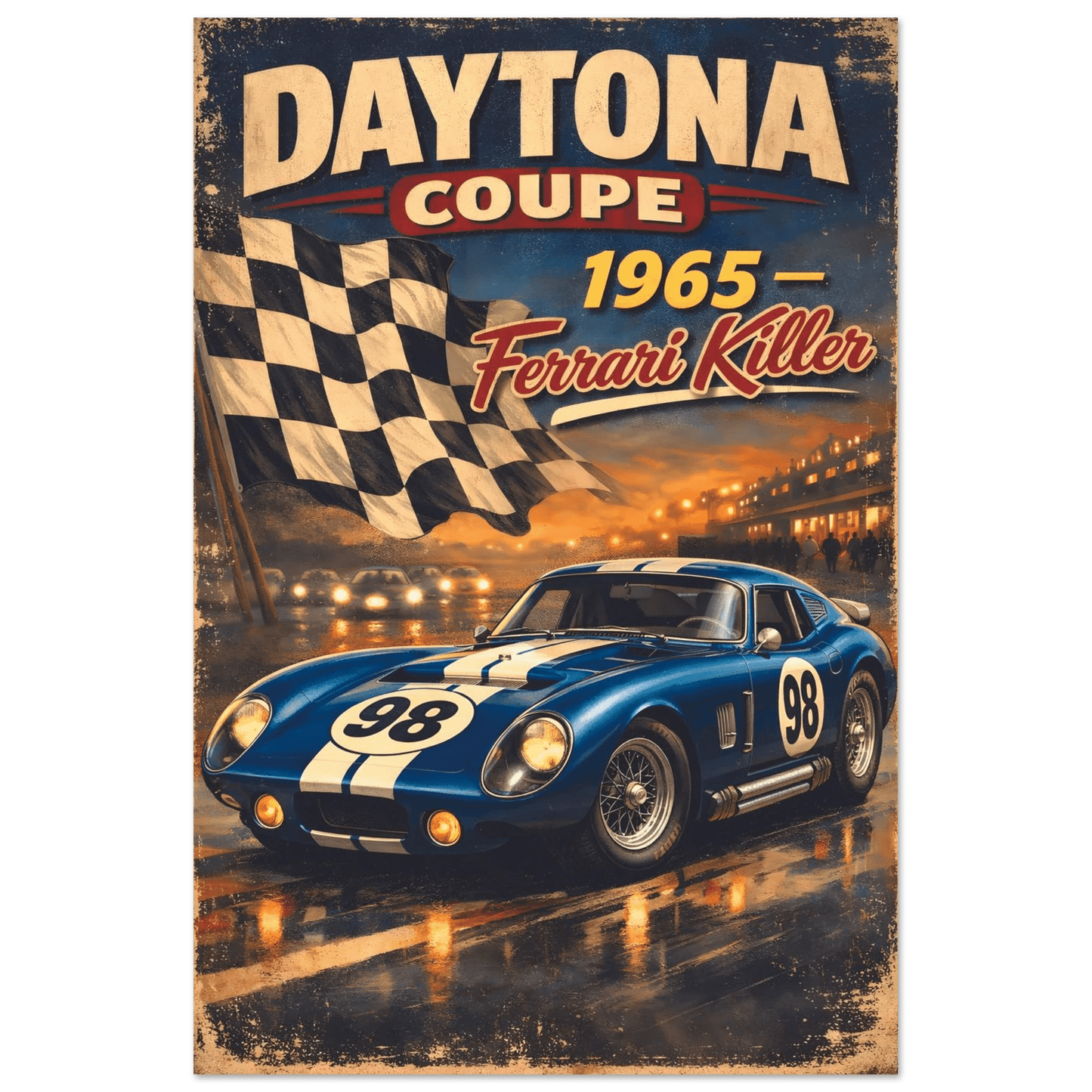 🏆🀣📺 Affiche Automobile Vintage Daytona - Aura Studio Déco