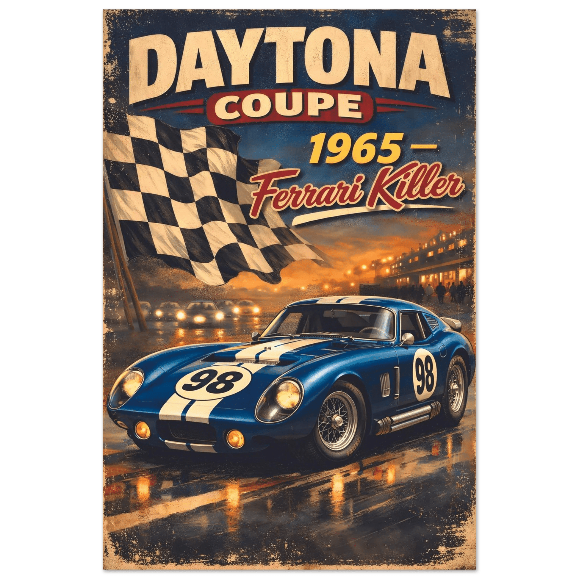 🏆🀣📺 Affiche Automobile Vintage Daytona - Aura Studio Déco