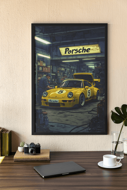 🏎️🏁Affiche Automobile Art' Garage Encadrée - Aura Studio Déco
