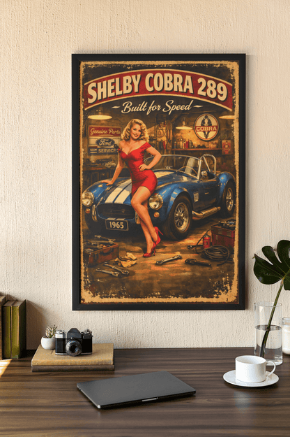🏎️🏁Affiche Automobile Art' Pin-Up Encadrée - Aura Studio Déco