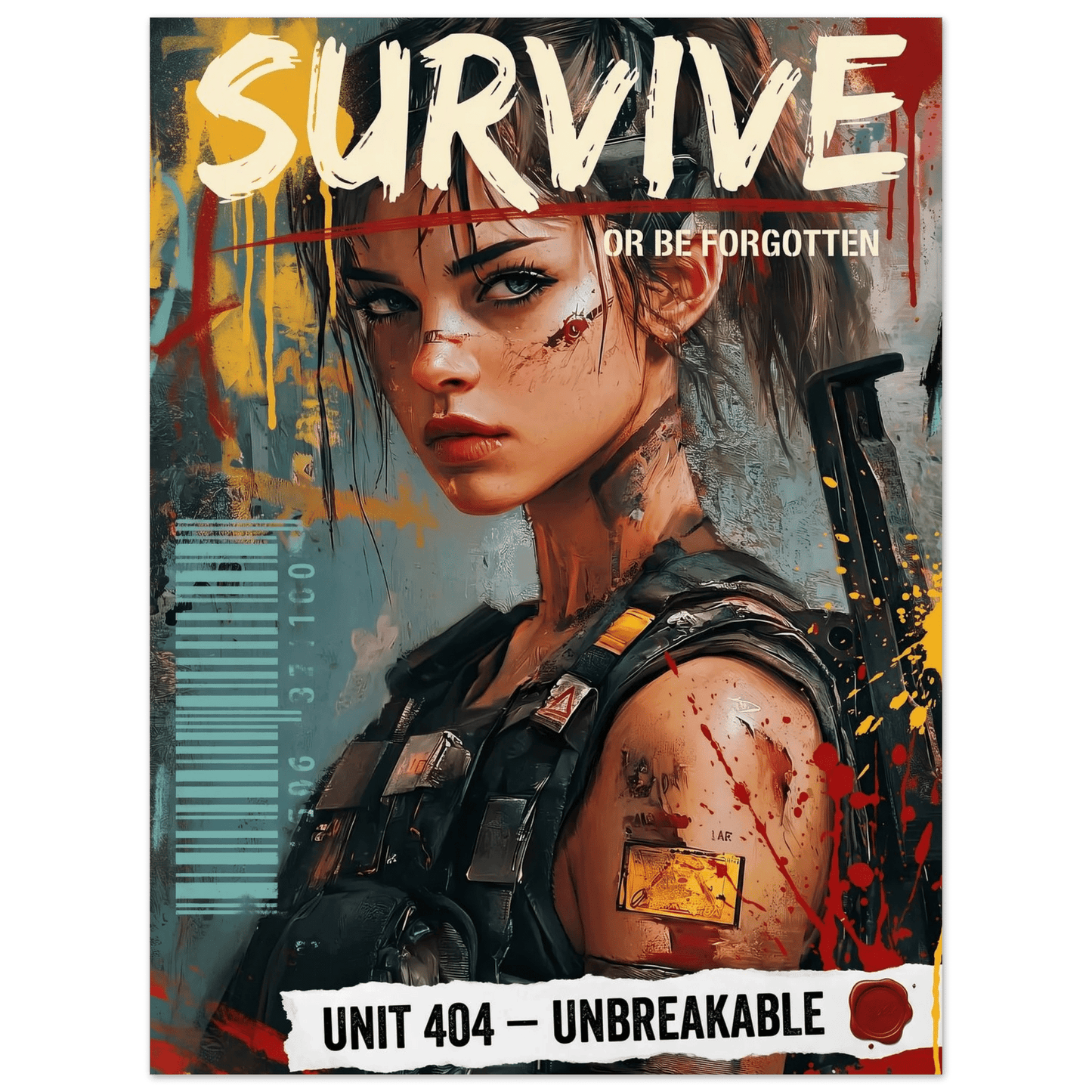 ☣️🧬 Série limitée Art Cyberpunk - Poster Cybergirl Unit 404 - Aura Studio Déco