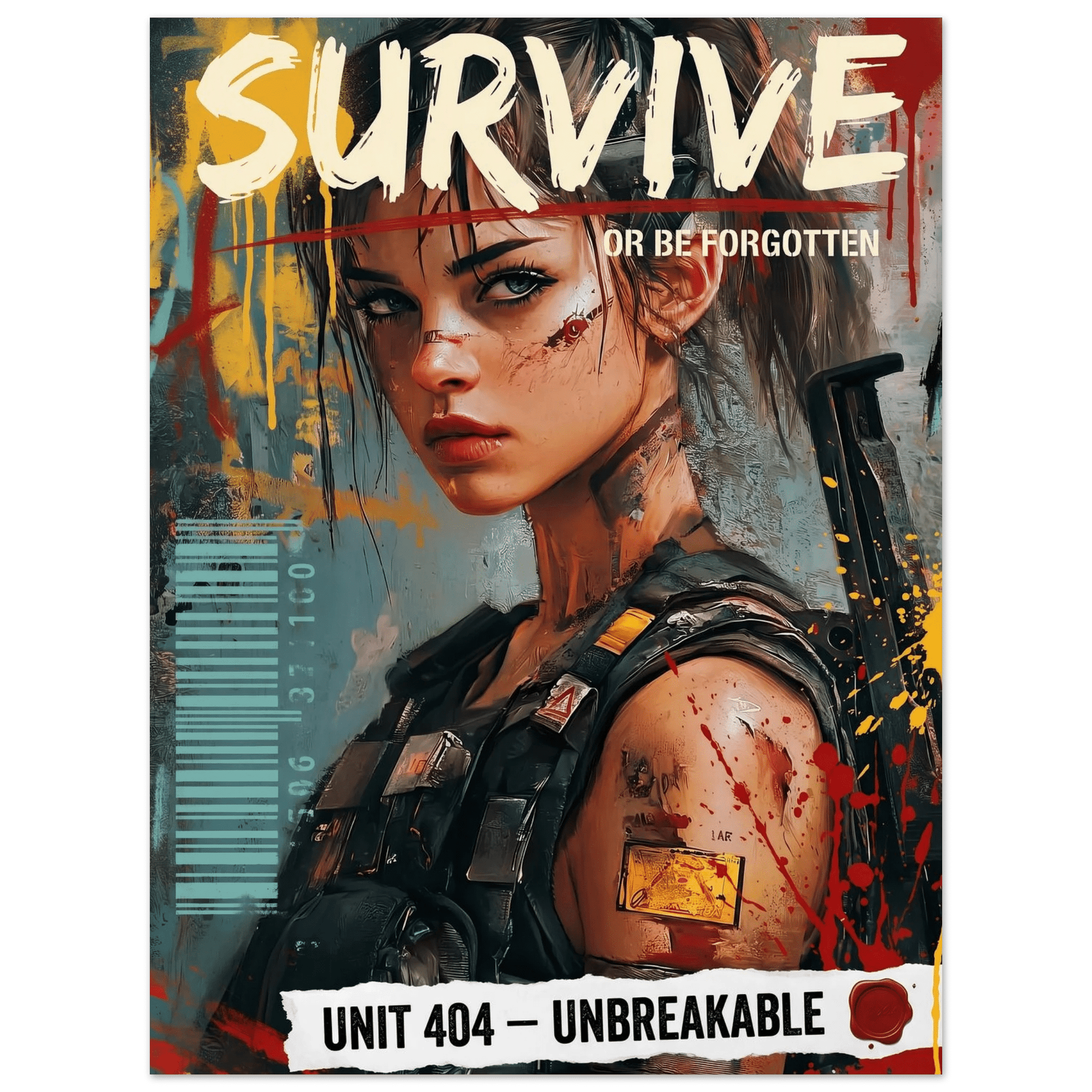 ☣️🧬 Série limitée Art Cyberpunk - Poster Cybergirl Unit 404 - Aura Studio Déco