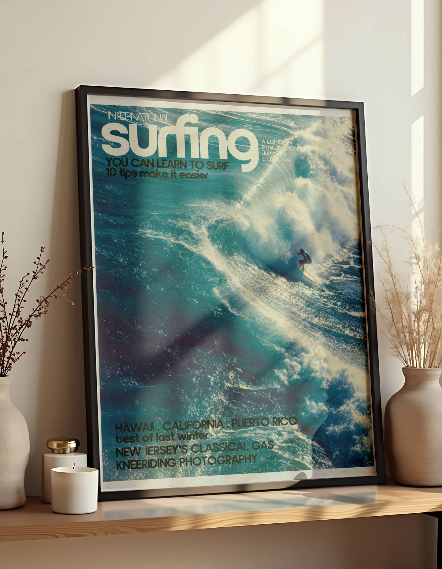 Affiche Grande Vague – Art mural surf rétro océan