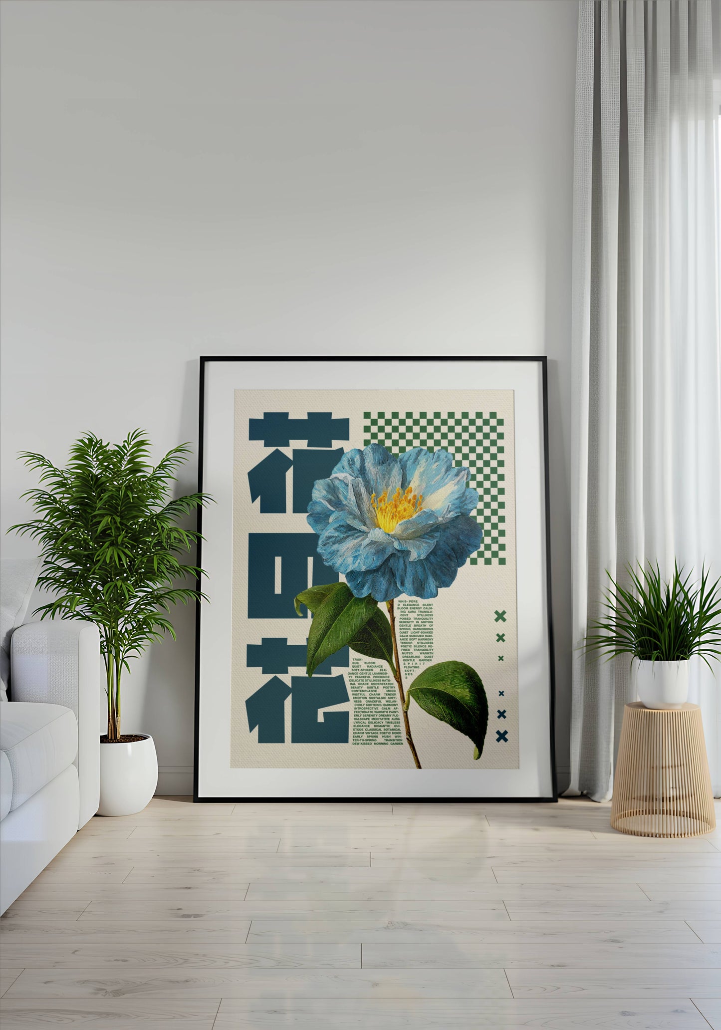 Affiche Fleur Bleue Japonaise – Art mural vintage contemporain