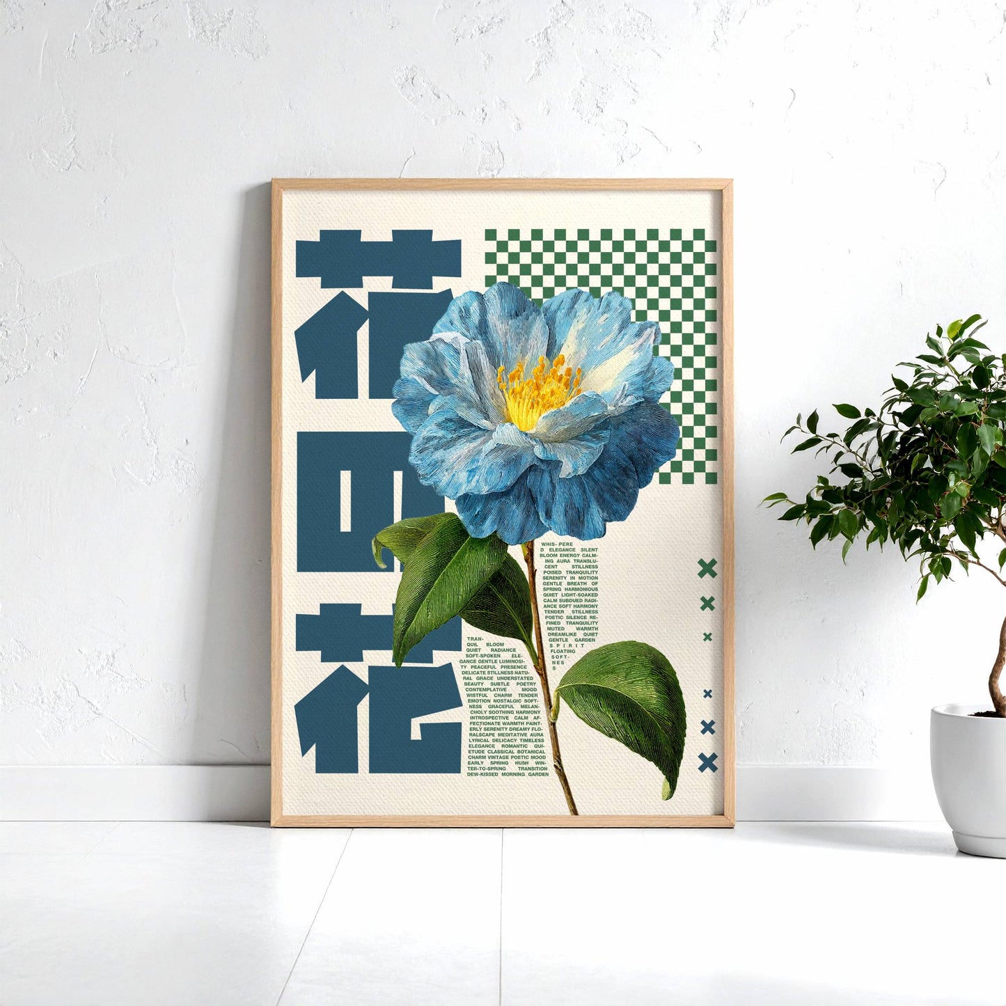 Affiche Fleur Bleue Japonaise – Art mural vintage contemporain