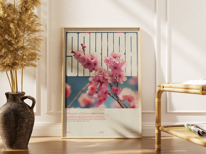 Poster Sakura Vintage – Affiche florale japonaise style rétro
