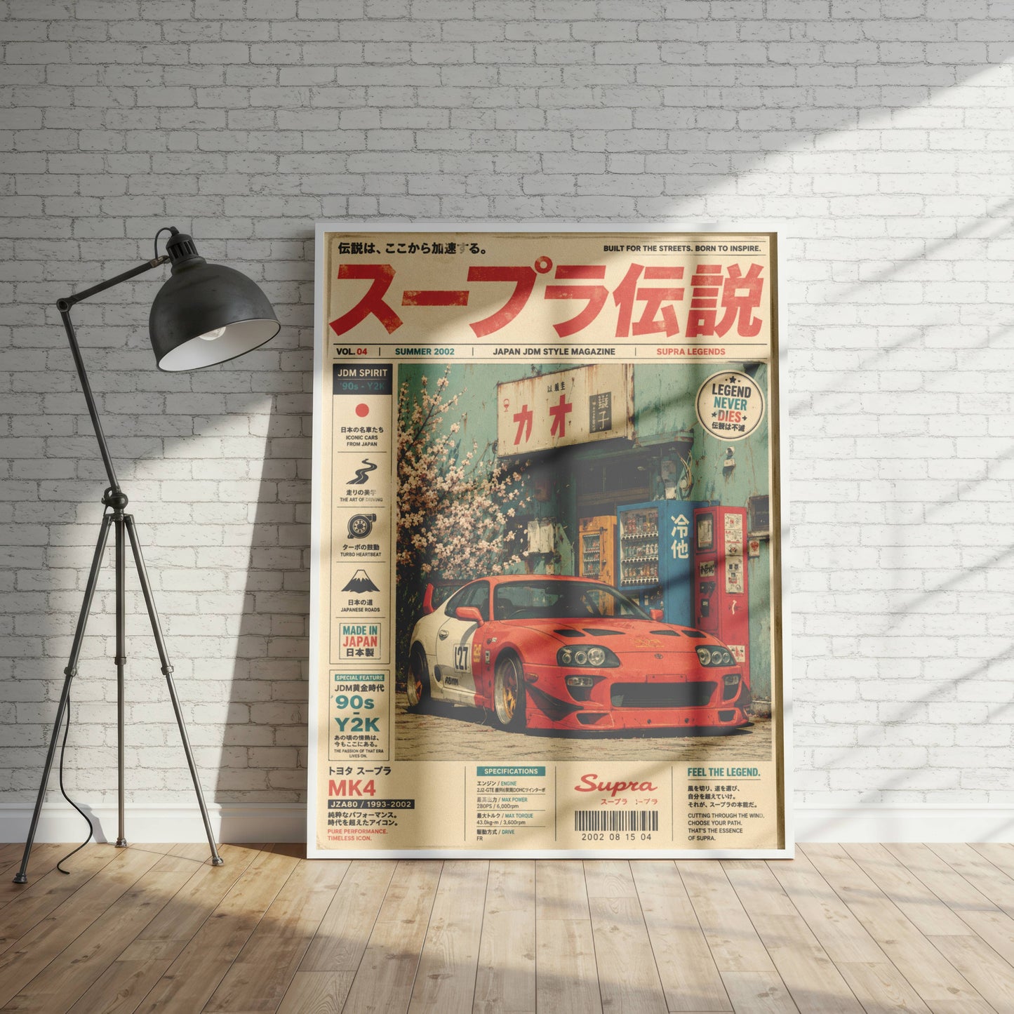 Toyota Supra MK4 JDM Poster Vintage Magazine – Affiche Automobile Japonaise Y2K Rétro