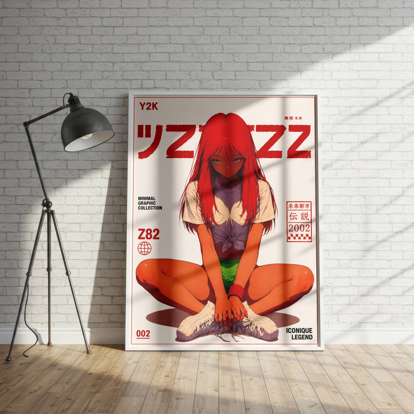 Y2K Minimal Graphic Poster | Retro Anime Art Print | Modern Japanese Aesthetic Wall Decor | Contemporary Pop Art Poster