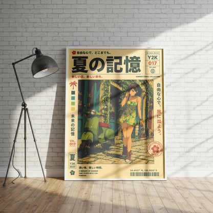Lime Vespa Summer Days – Y2K Mediterranean Girl Poster, Coastal Village Escape, Vintage Holiday Aesthetic Wall Art