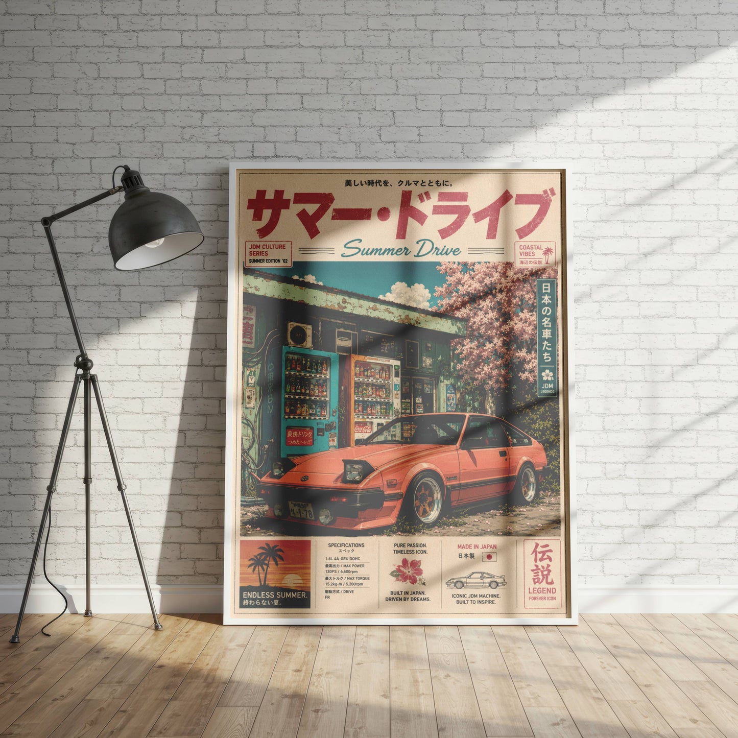 Toyota Celica XX Summer Drive Poster – Affiche JDM Vintage Japonaise Style Magazine Rétro
