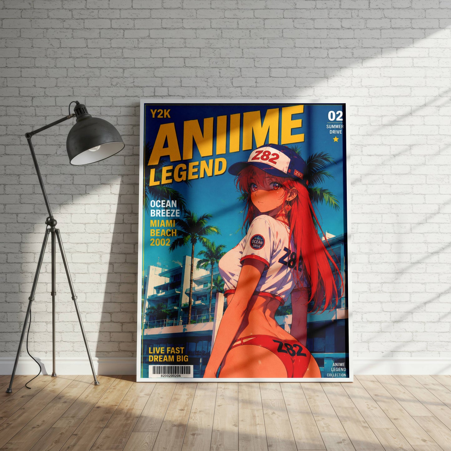Y2K Summer Beach Poster | Retro Anime Art Print | Miami Ocean Breeze Wall Decor | Coastal Aesthetic Room Decor