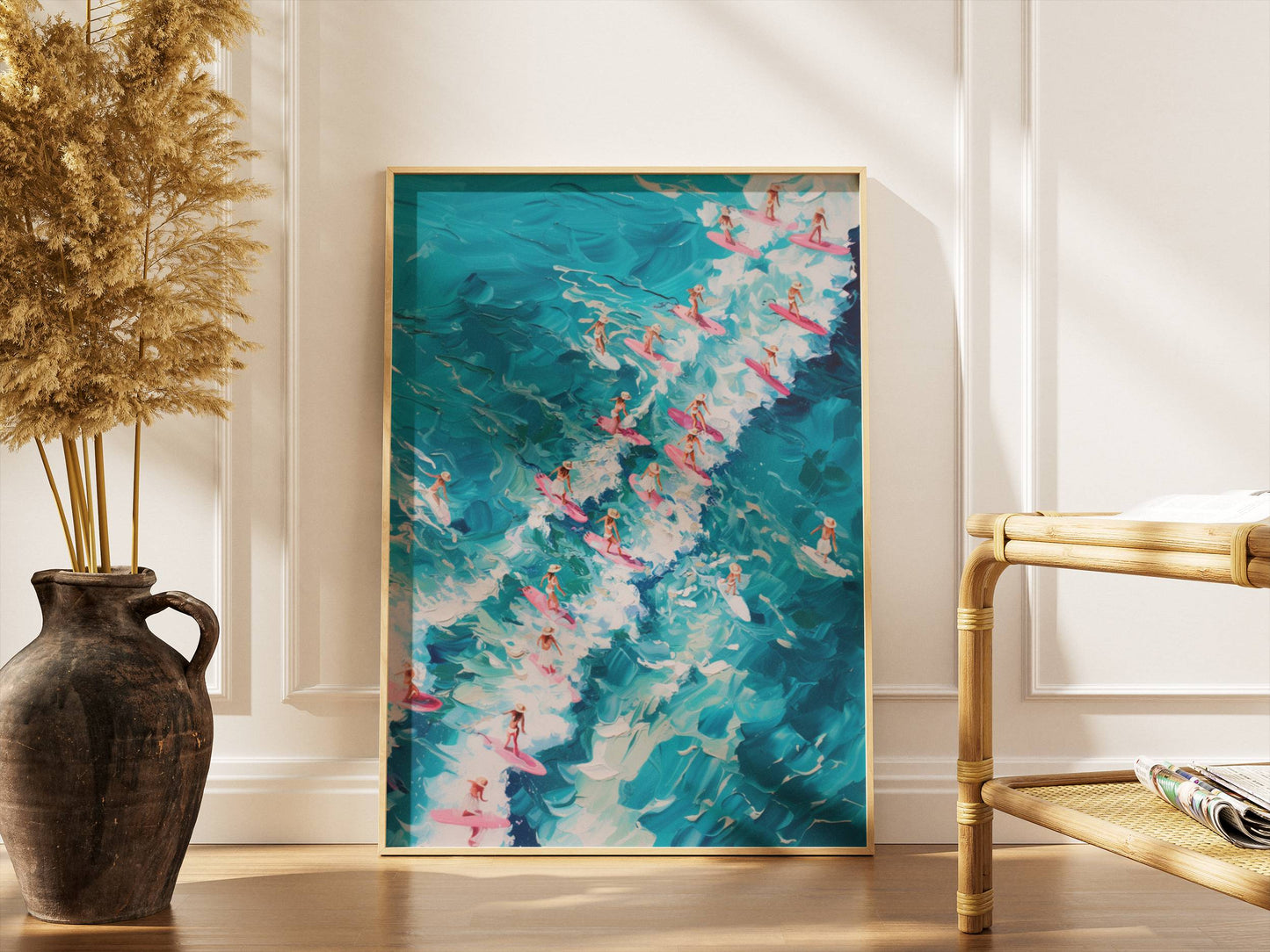 Affiche Trendy Vagues Turquoise Abstraites – Énergie de l’Océan et Art Contemporain | Poster sur Papier Mat