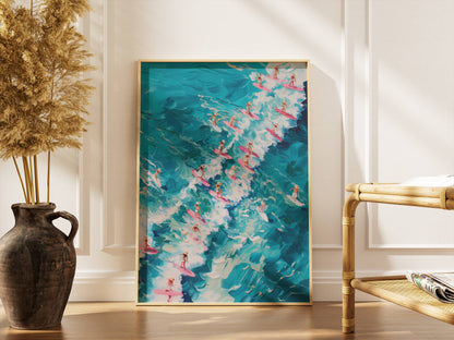 Affiche Trendy Vagues Turquoise Abstraites – Énergie de l’Océan et Art Contemporain | Poster sur Papier Mat