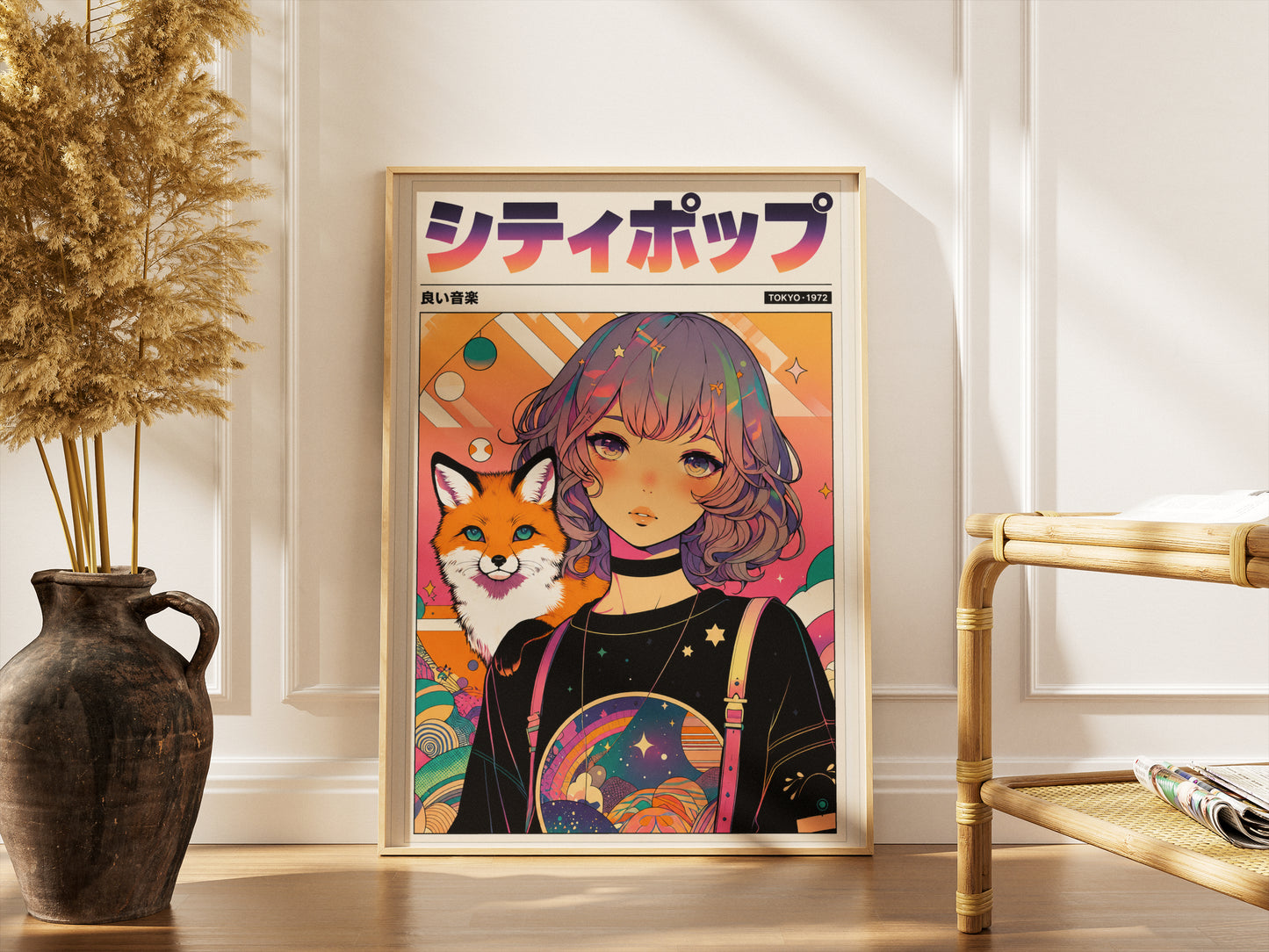 Mystic Fox Maiden Anime Print | Manga Inspired Wall Art