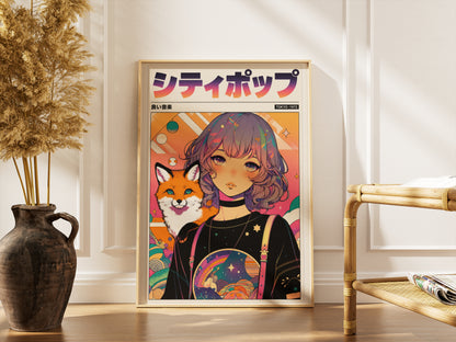 Mystic Fox Maiden Anime Print | Manga Inspired Wall Art
