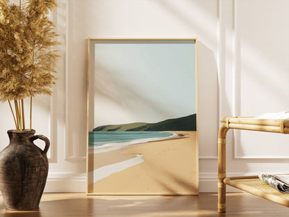 Affiche Plage Minimaliste Évasion Côtière – Paysage Marin Moderne | Poster sur Papier Mat