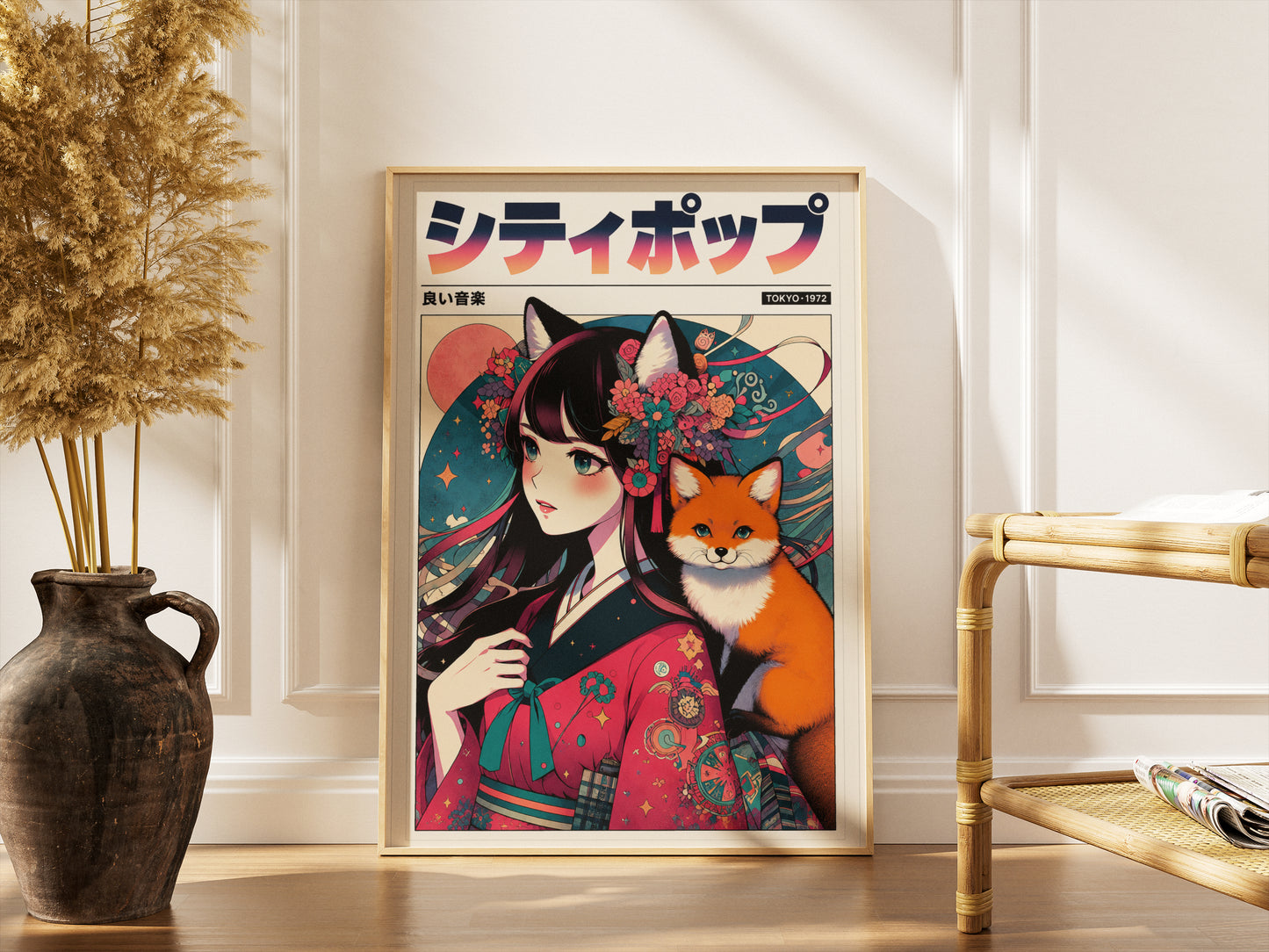 Retro Anime Fox Poster | Japanese Manga Wall Art