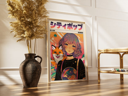 Mystic Fox Maiden Anime Print | Manga Inspired Wall Art