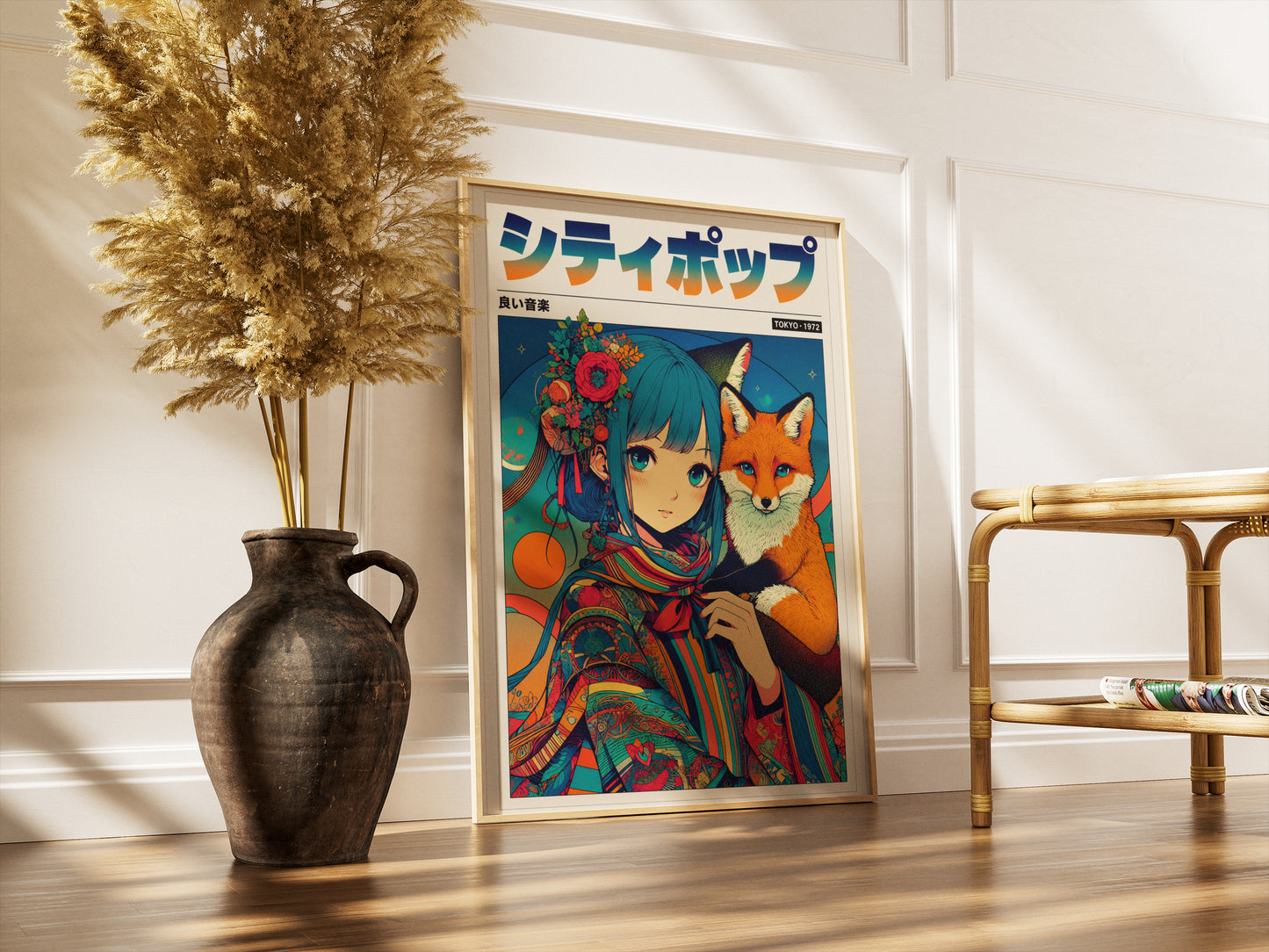 Japanese Fantasy Kitsune Poster | Anime Room Decor
