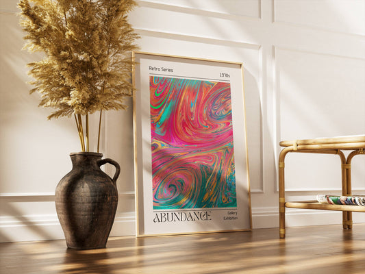 Affiche Abondance Rétro 1970 – Art Abstrait Coloré Vintage | Poster Psychédélique Moderne Papier Mat
