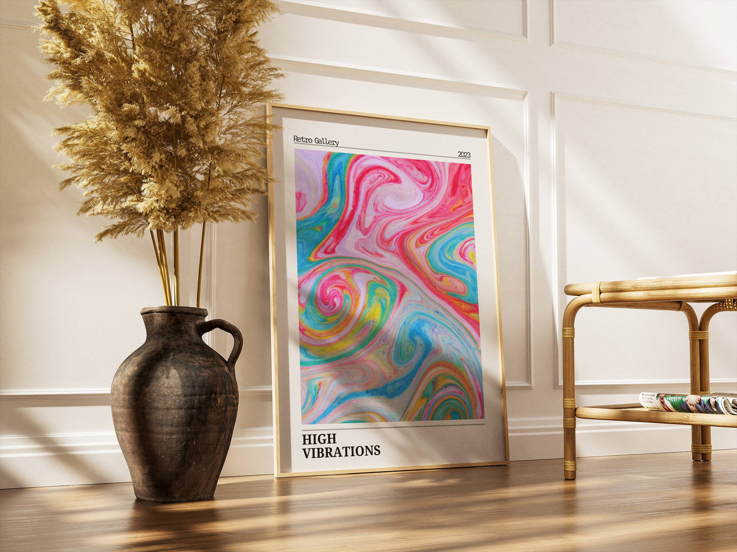 Affiche High Vibrations Rétro – Art Abstrait Coloré Psychédélique | Poster Moderne Papier Mat