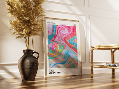 Affiche High Vibrations Rétro – Art Abstrait Coloré Psychédélique | Poster Moderne Papier Mat