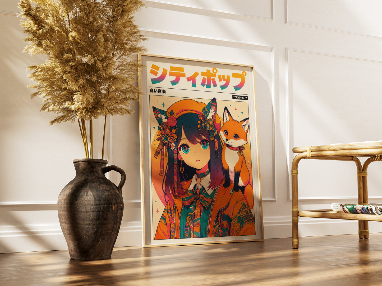 Vintage Kitsune Wall Art | Japanese Anime Poster