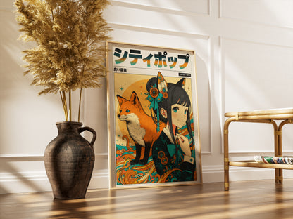Sakura Fox Spirit Poster | Anime Inspired Wall Decor