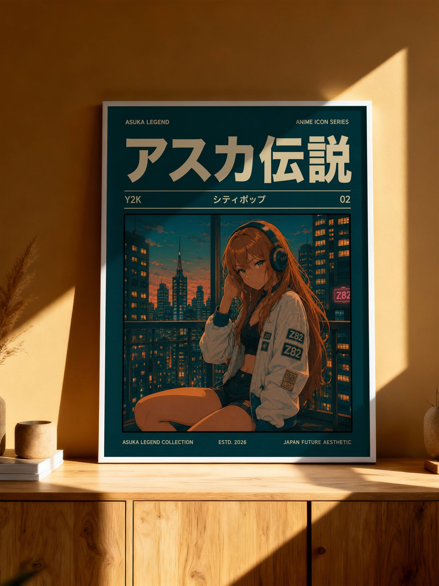 Y2K Night City Poster | Retro Anime Urban Art Print | Neon Skyline Wall Decor | Magazine Cover Aesthetic