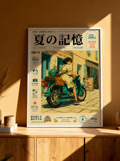 Scooter & Sunlit Alleys – Y2K Mediterranean Summer Poster, Vintage Coastal Moped Scene, European Holiday Wall Art, Retro Escape Print