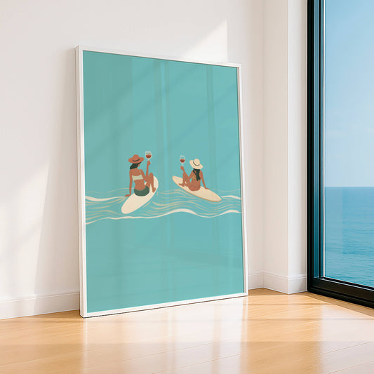 Affiche Paddle Vintage Minimaliste – Poster Summer Ocean & Vacances Bord de Mer