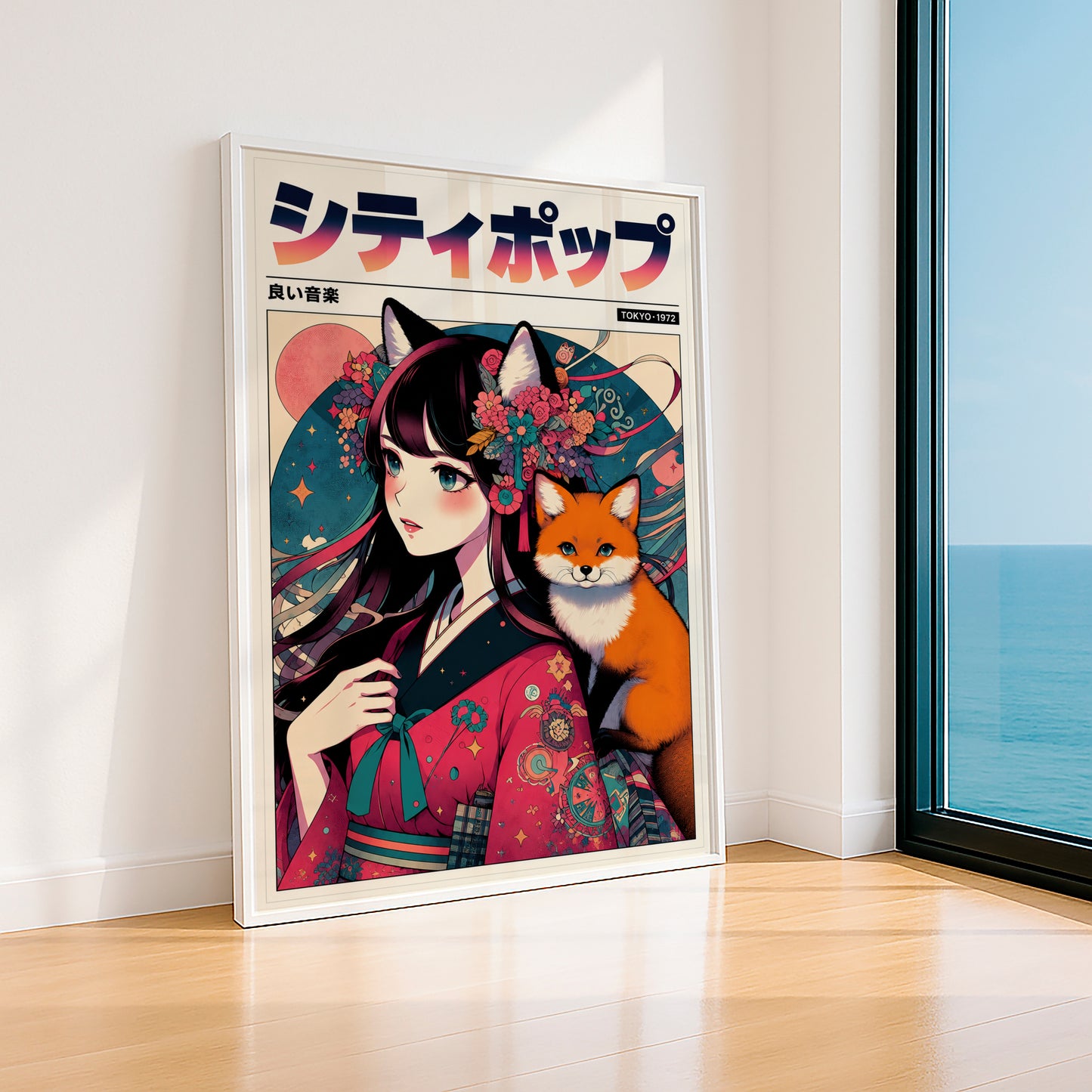 Retro Anime Fox Poster | Japanese Manga Wall Art