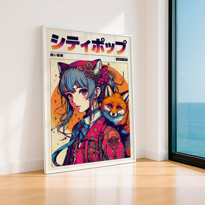 Fox Guardian Anime Print | Japanese Fantasy Poster