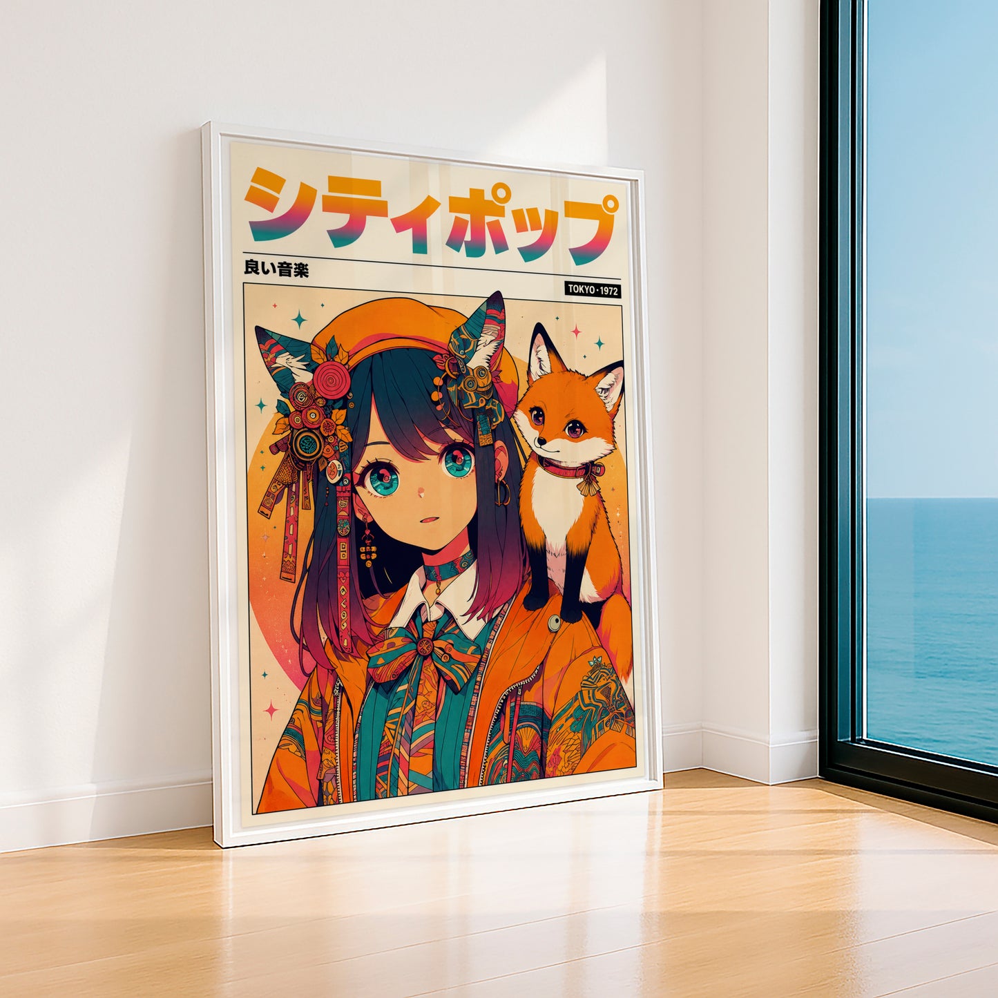 Vintage Kitsune Wall Art | Japanese Anime Poster