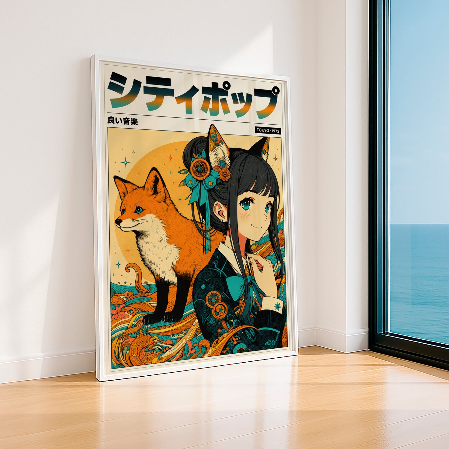 Sakura Fox Spirit Poster | Anime Inspired Wall Decor