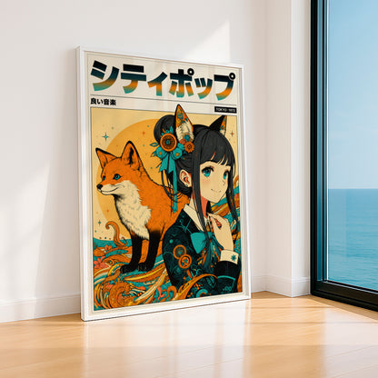 Sakura Fox Spirit Poster | Anime Inspired Wall Decor
