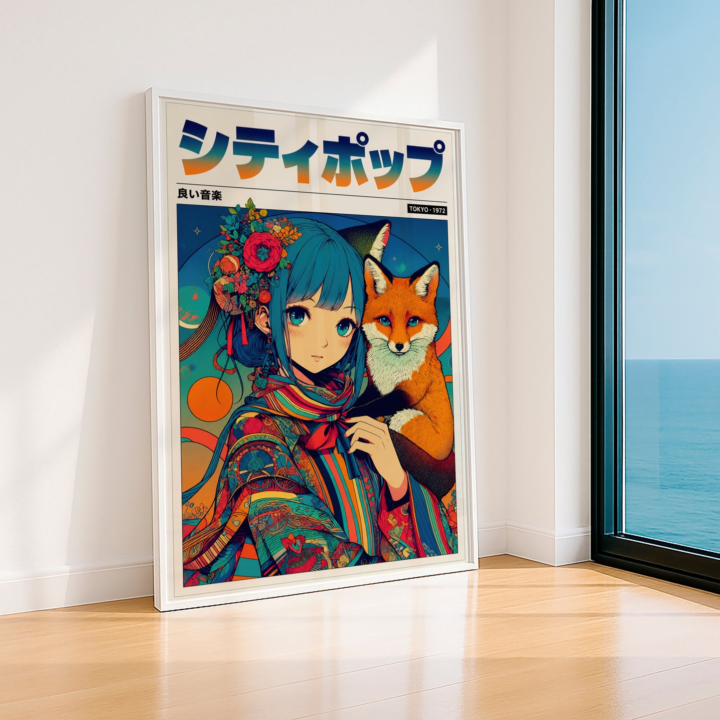 Japanese Fantasy Kitsune Poster | Anime Room Decor