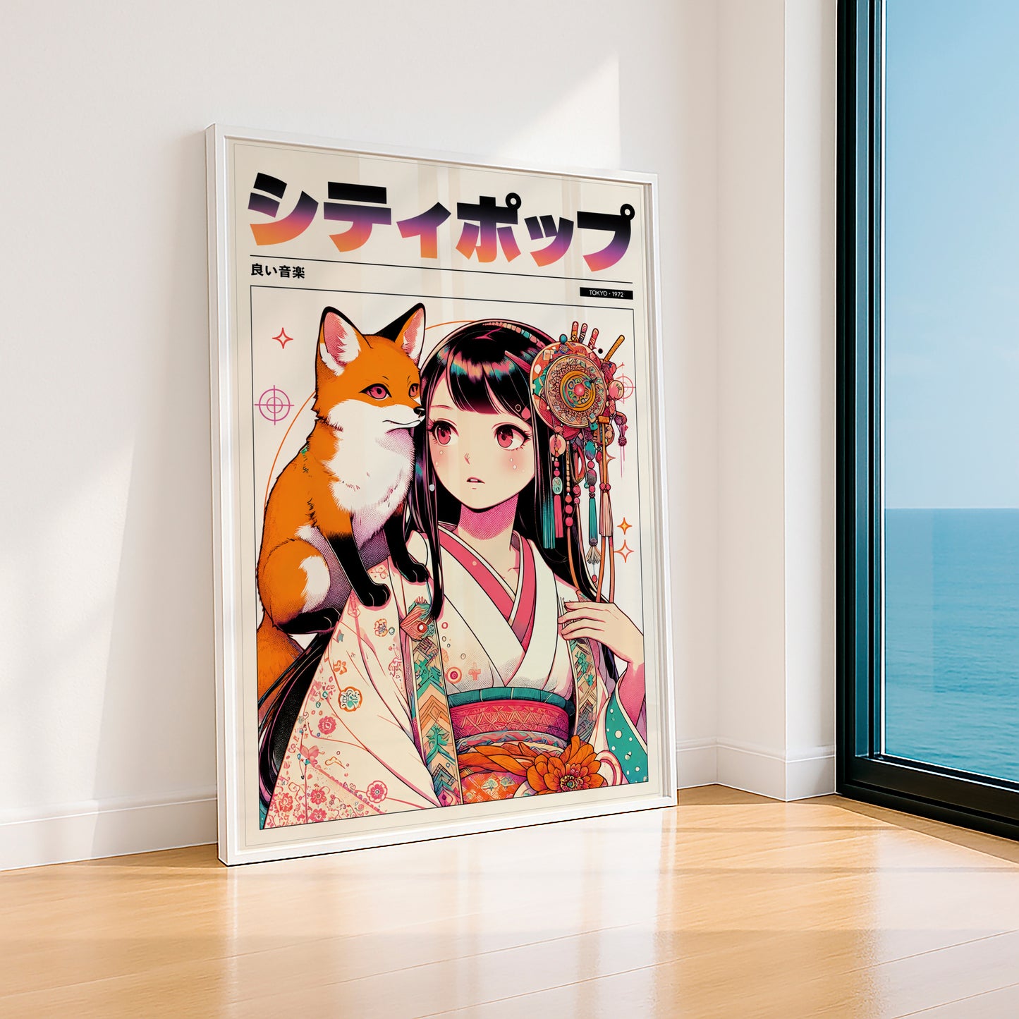Japanese Fox Spirit Anime Poster | Kitsune Wall Art Print