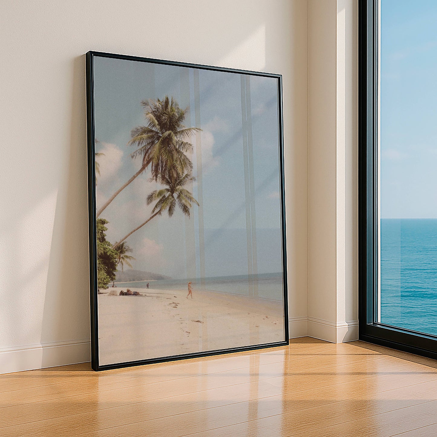 Affiche Plage Tropicale et Palmiers – Évasion Balnéaire Minimaliste | Poster sur Papier Mat