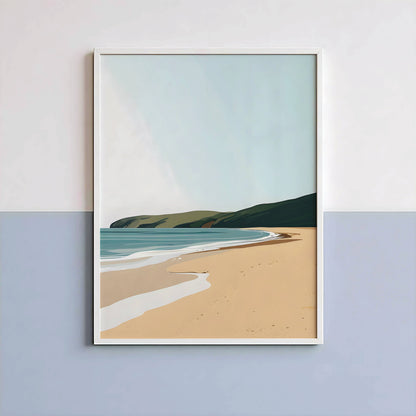 Affiche Plage Minimaliste Évasion Côtière – Paysage Marin Moderne | Poster sur Papier Mat