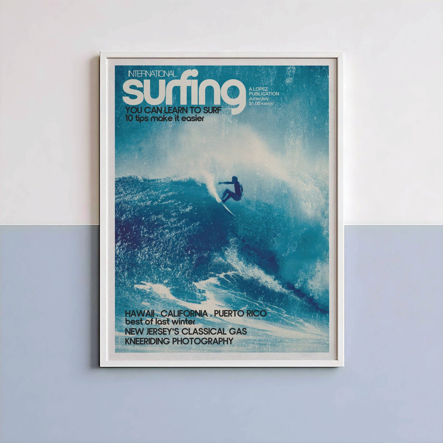 Poster Surf Rétro – Rider sur vague tropicale