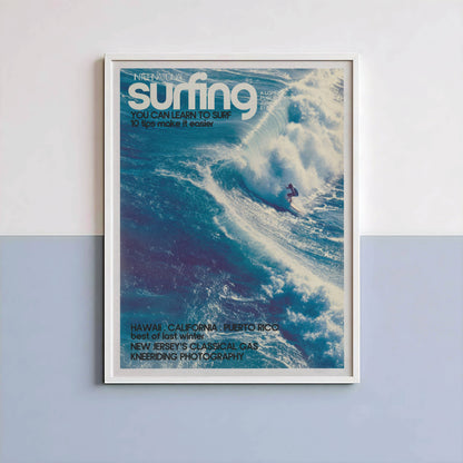 Affiche Grande Vague – Art mural surf rétro océan