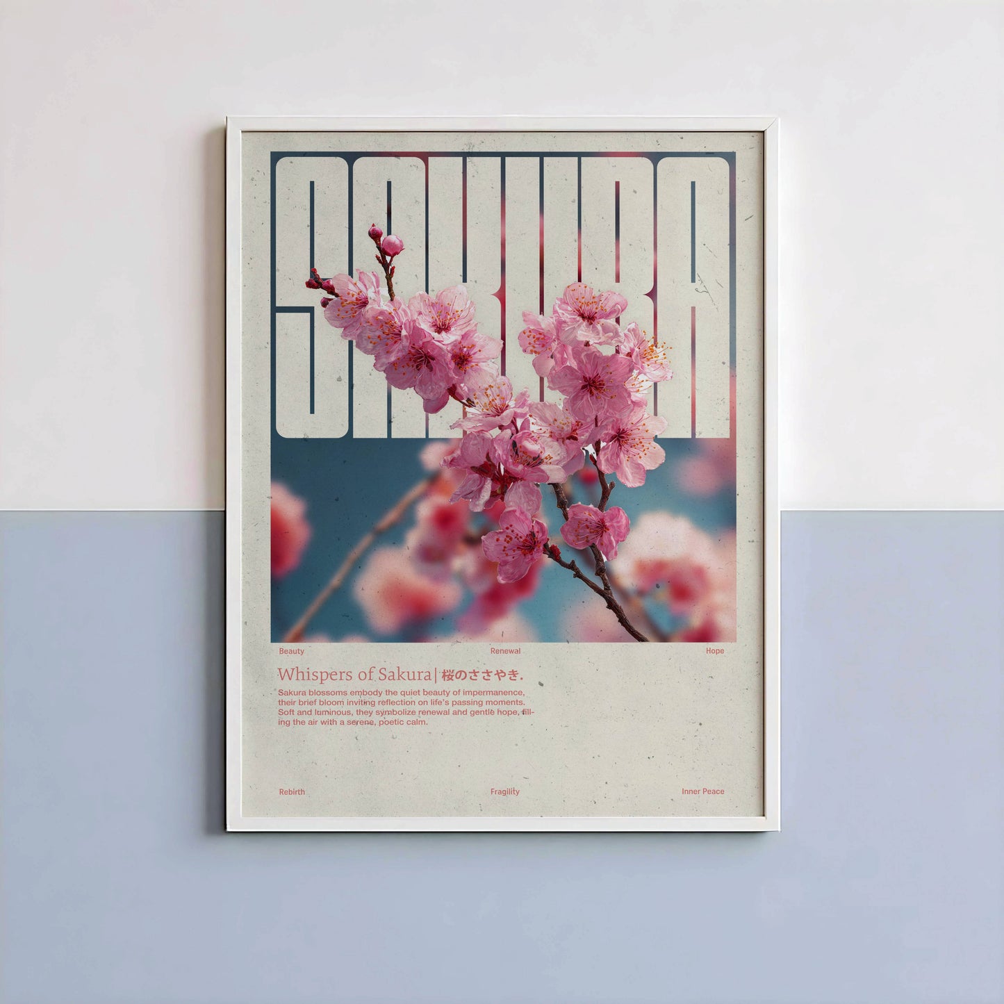 Poster Sakura Vintage – Affiche florale japonaise style rétro