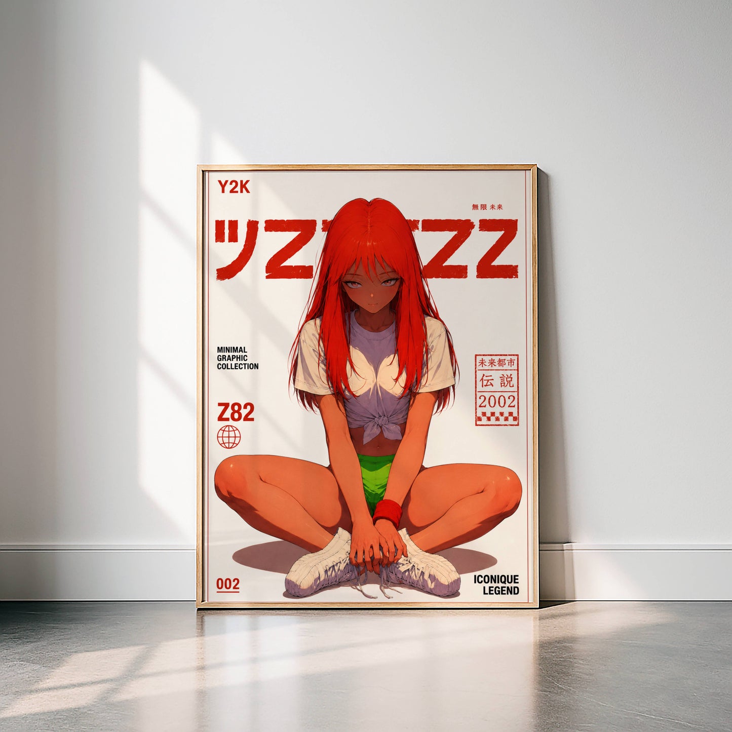 Y2K Minimal Graphic Poster | Retro Anime Art Print | Modern Japanese Aesthetic Wall Decor | Contemporary Pop Art Poster