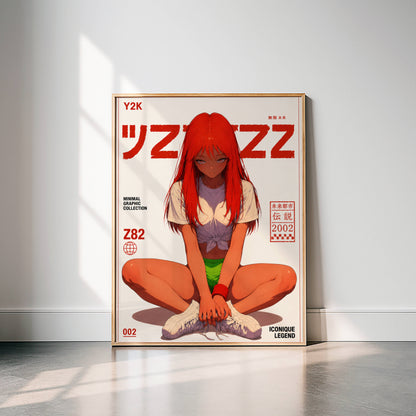 Y2K Minimal Graphic Poster | Retro Anime Art Print | Modern Japanese Aesthetic Wall Decor | Contemporary Pop Art Poster