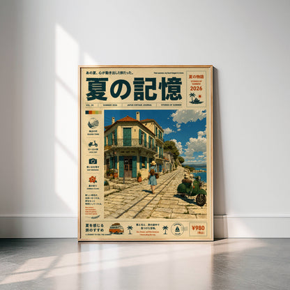 Seaside Promenade Reverie – Y2K Mediterranean Coast Poster, Oceanfront Village Walk, Vintage Summer Travel Wall Art